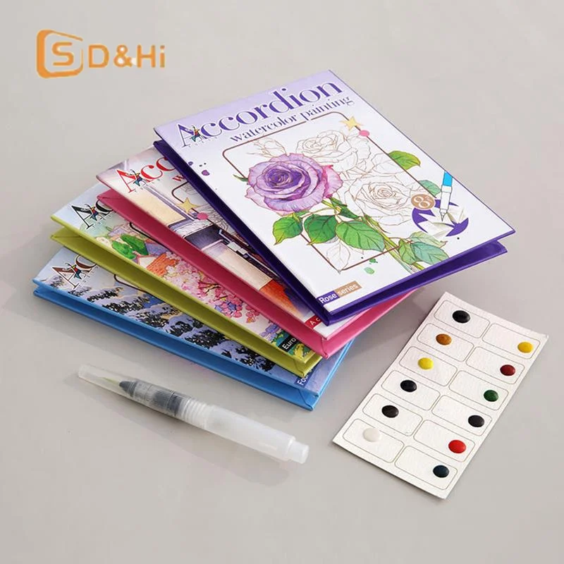 

Portable Watercolor Painting Book, Graffiti Drawing Book, Foldable Coloring Book Kit With Built-in Paint, Holiday Birthday Gift