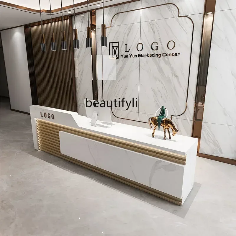 

Company Front Desk Reception Desk Simple Modern Hotel Sales Department Lobby Bar Customized Counter Corner checkout page