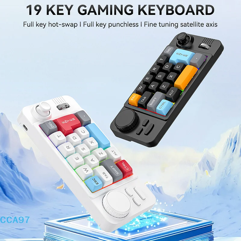 

【A】RGB проводная механическая клавиатура с возможностью горячей замены и прокруткой громкости, 19 клавиш, программист, клавиатура для компьютера, ноутбука