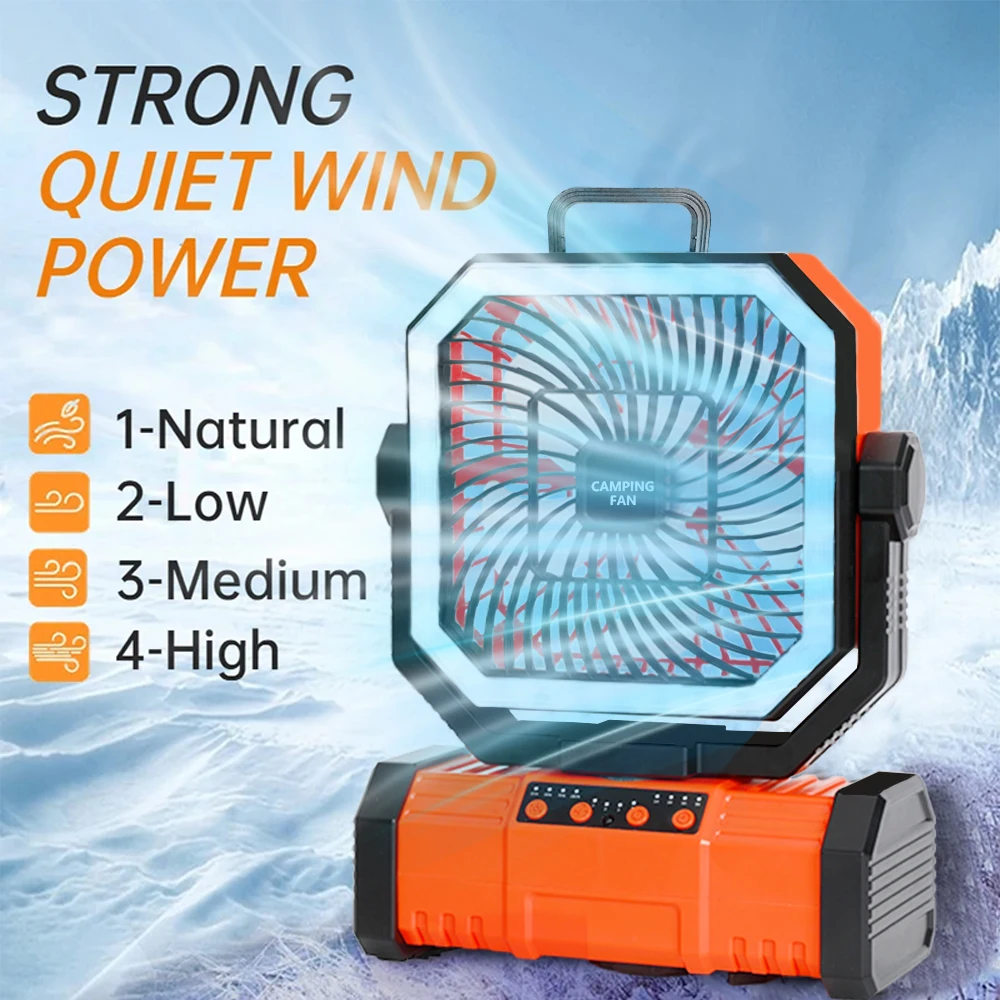 

Outdoor Camping Fan Portable LED Camping Lighting Multiple Interview Adjustments Camping Fan Light With Bluetooth Speaker