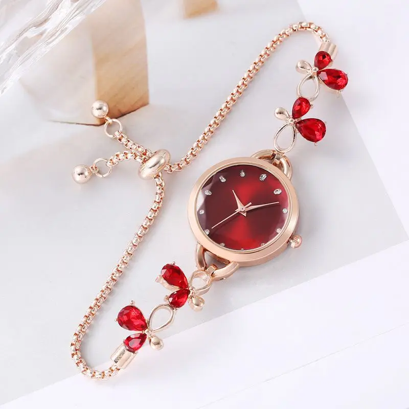 Reloj de pulsera con diseño de cuerda de tracción de temperamento de estilo coreano para mujer, flores pequeñas, Simple, a la moda, nuevo