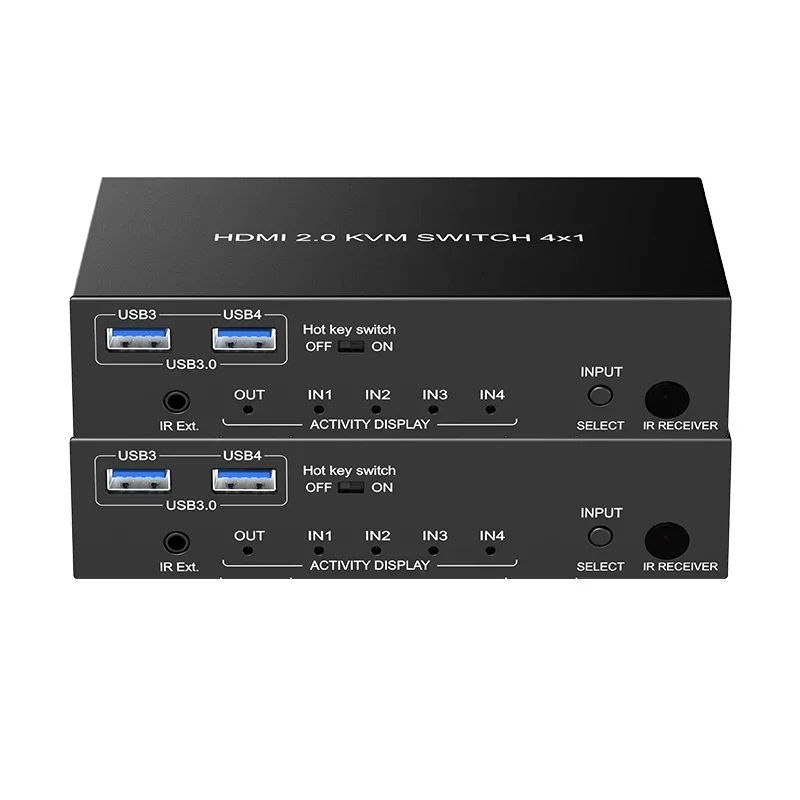 In stock8k60HZ  Kvm Switch 4 Port  Support USB 3.0 HDMI Switch 4x1 Resolution 4k120hz IR Remote Control
