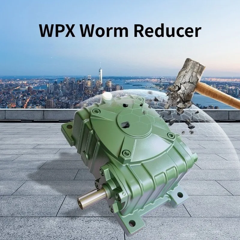 WPX Small Single Stage Horizontal Worm Gear Reducer, Compact Copper Wheel Low Noise High Torque Industrial Transmission Gearbox