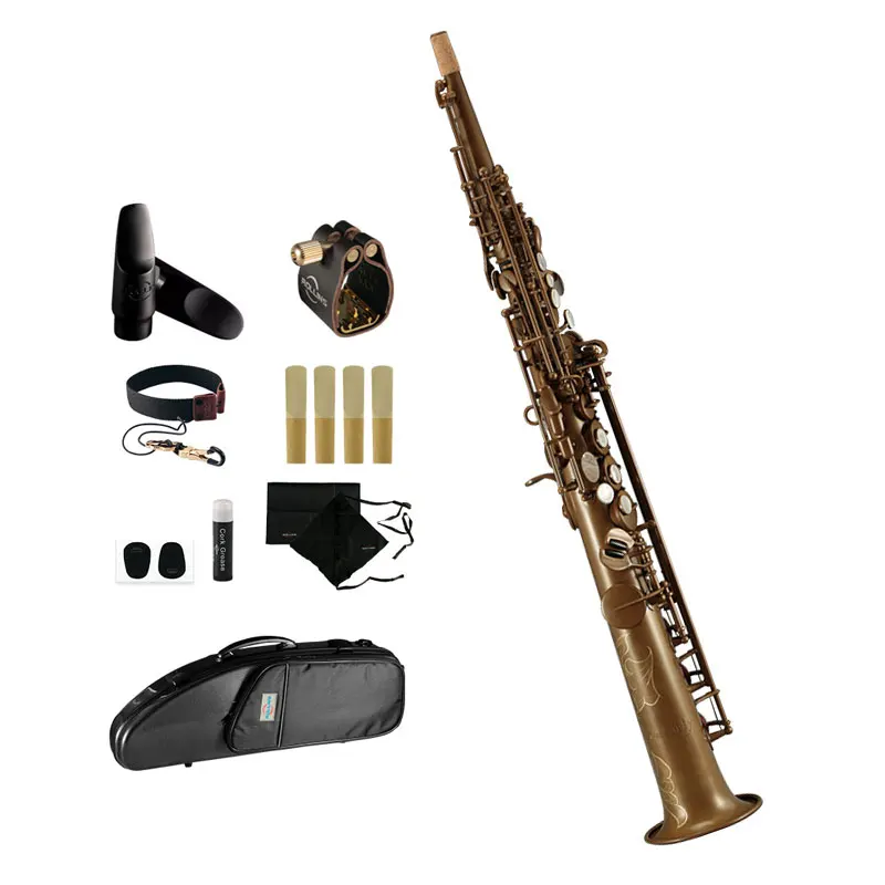 

Saxophone High Grade Straight Phosphor Copper Body Gold Lacquer Keys KSS-C2 Soprano Saxophone