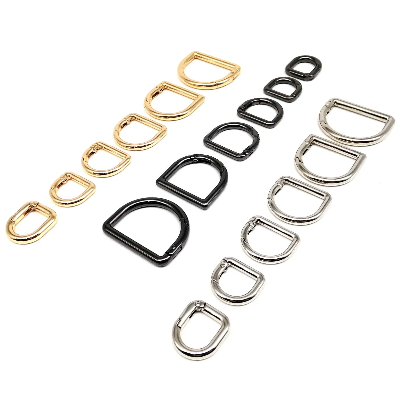 5pcs D Shape Type Spring Ring Openable Leather Bag Handbag Strap Buckle Connect Key Pendant Dog Chain Snap Clasp Clip Carabiner