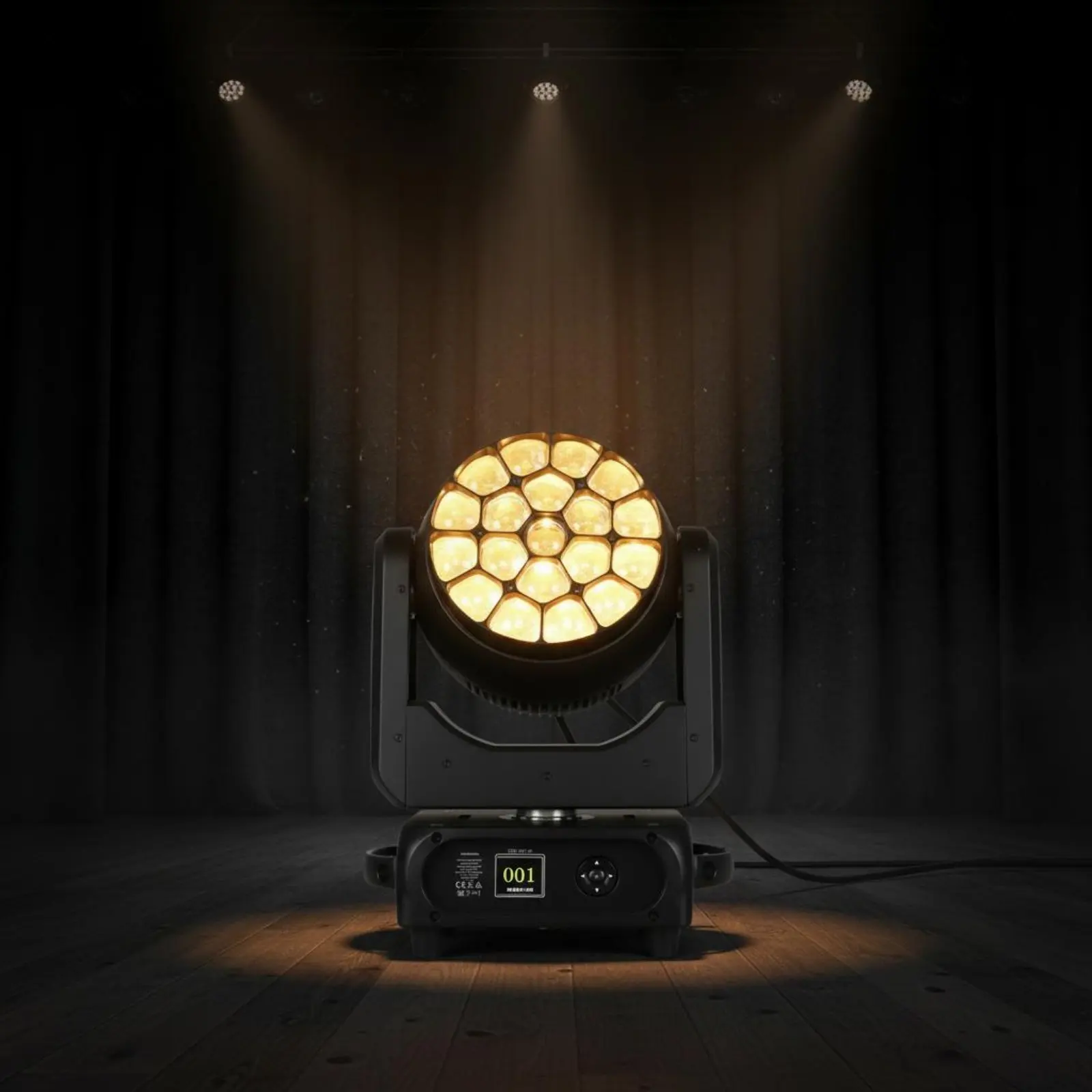 

Bee Eye Stage Light DMX512 Control 19 Lens Moving Light DJ Moving Head Fixture 4-in-1 Effects Event Lighting for DJs, Bar