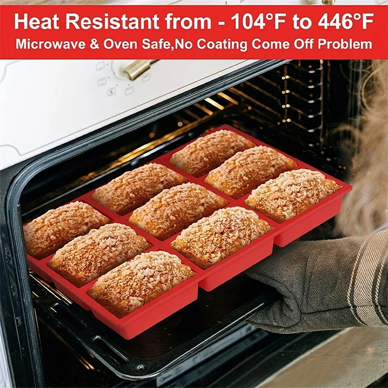 9Grids Silicone Baking Mold Mini Sized Loaf Cake Mould Food Grade Material Heat Resistant Baking Tool for Bread Cornbread Muffin
