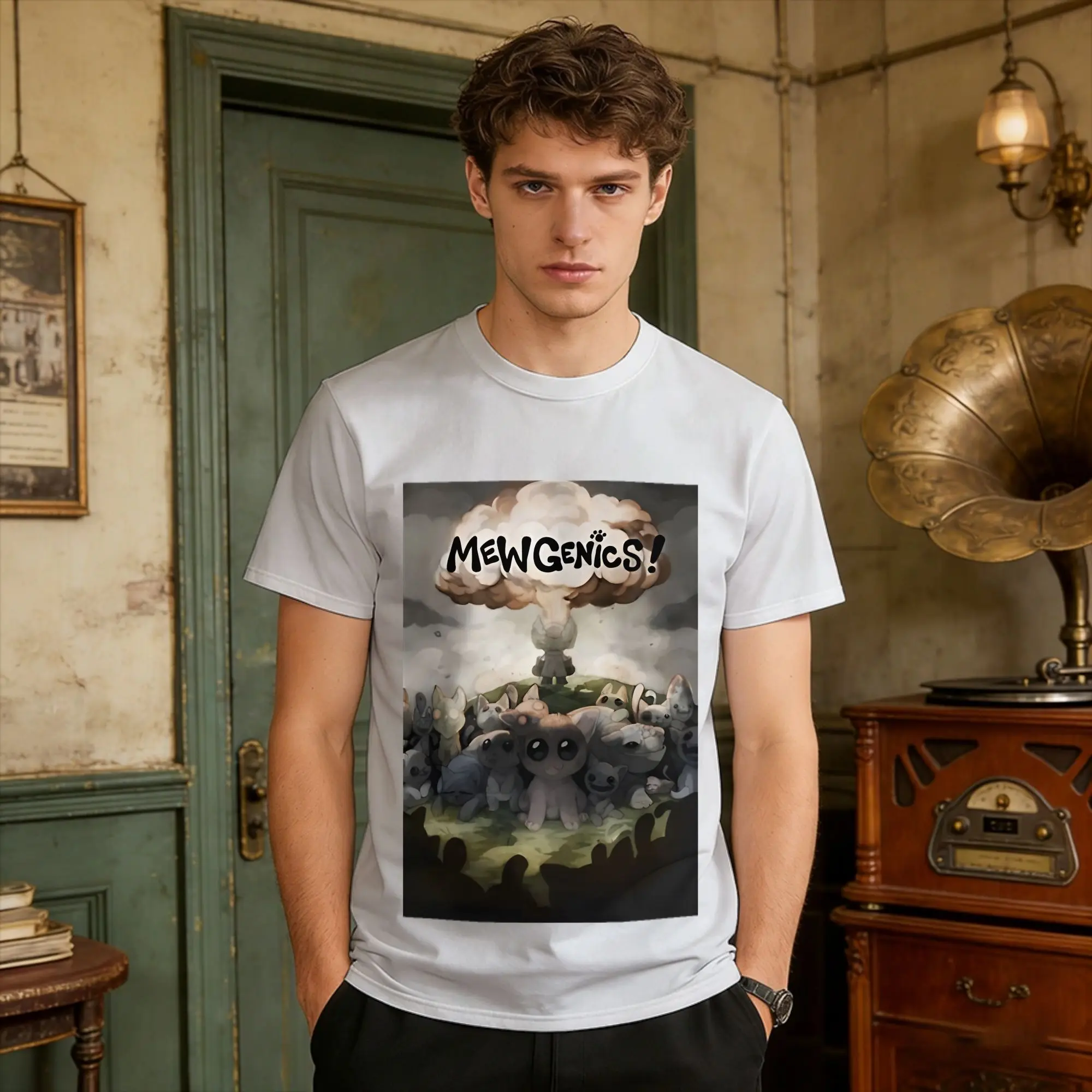 Mew-Genics!  Cotton T-Shirt For Men's Summer Mewgenics Vintage T-Shirts Harajuku Tee Shirt Oversized Pattern Tops