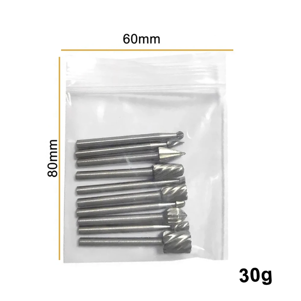 KATWAY 10pc DIY HSS Woodwork Rotary File Set Natural Color Electric Grind Grinding Head Engrave Mill Cutter Drill Bits HH-AA54