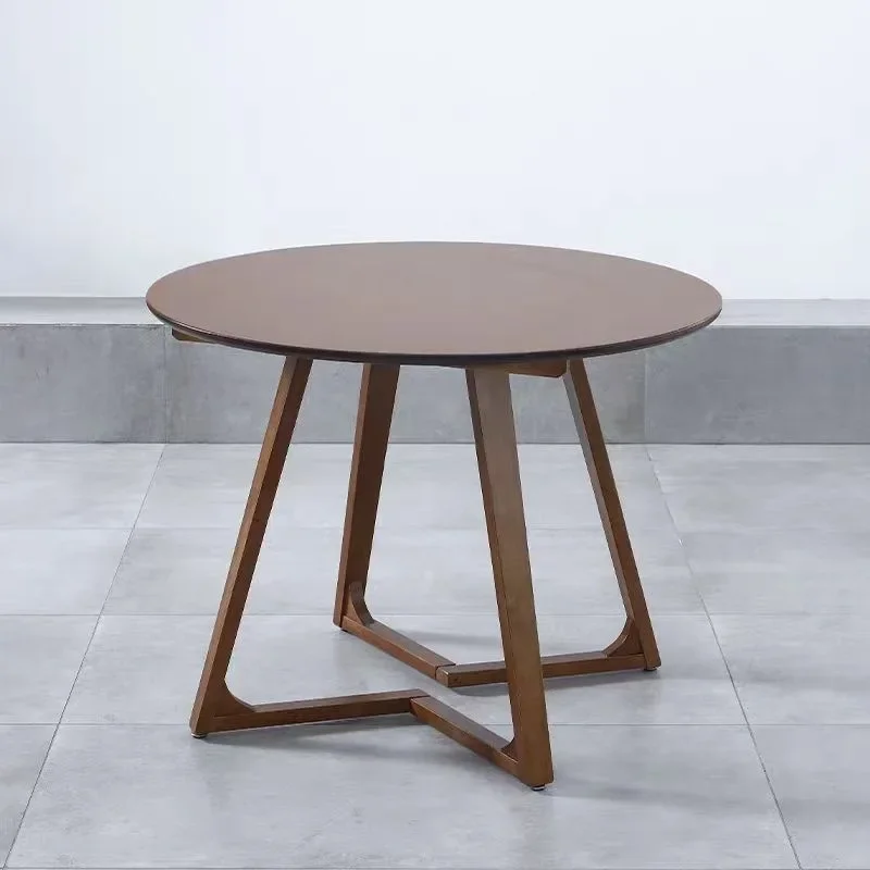 Table ronde nordique de luxe légère en bois massif, table à manger simple et moderne pour petit appartement