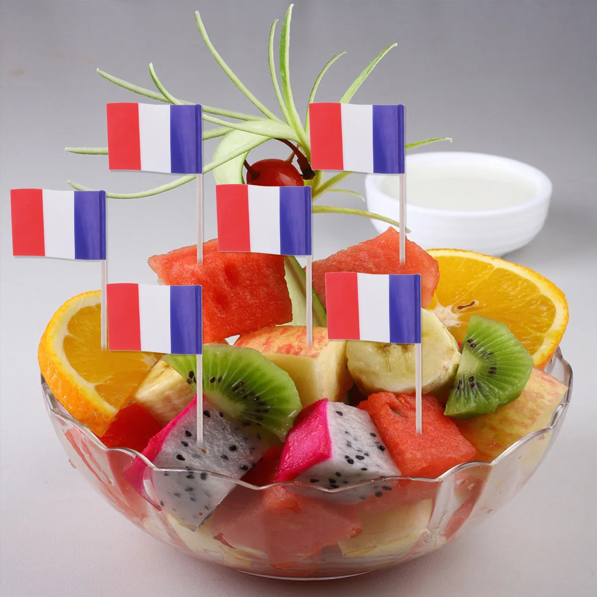 100 adornos para pasteles con la bandera de Francia, adornos brillantes para cupcakes, galletas, pasteles, frutas, brownies, helados, cumpleaños