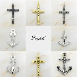 Pendants Skull Cross Anchor Fine Jewelry Accessories Fit Necklace 925 Sterling Silver Blackened Punk Rebel Gift For Women Men
