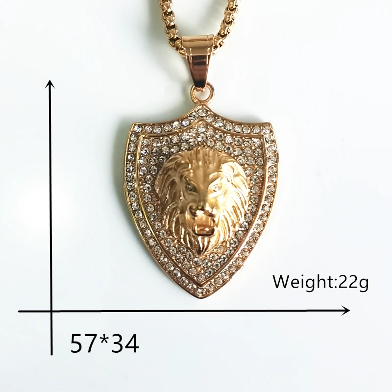 قلادة مع درع أسد الغابة للرجال ، قلادة على طراز الشرير ، سلسلة حيوانات جديدة ، ميدالية ، شخصية عصرية ، كلاسيكية #2