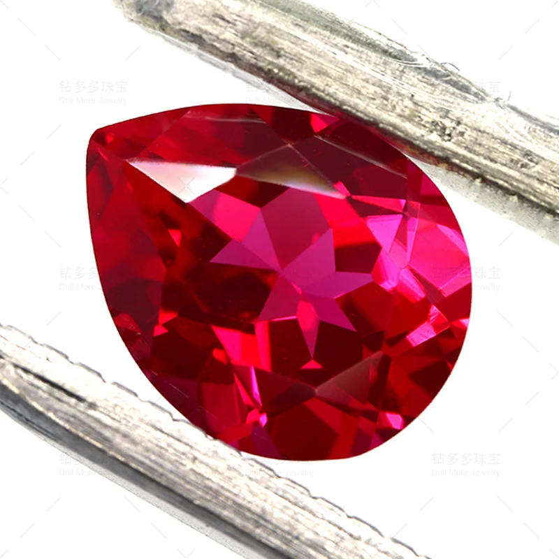 

Lucky Stone Lab Grown Ruby Red Pear Cut Diy Jewelry Rings Earrings Making Selectable AGL Certificate