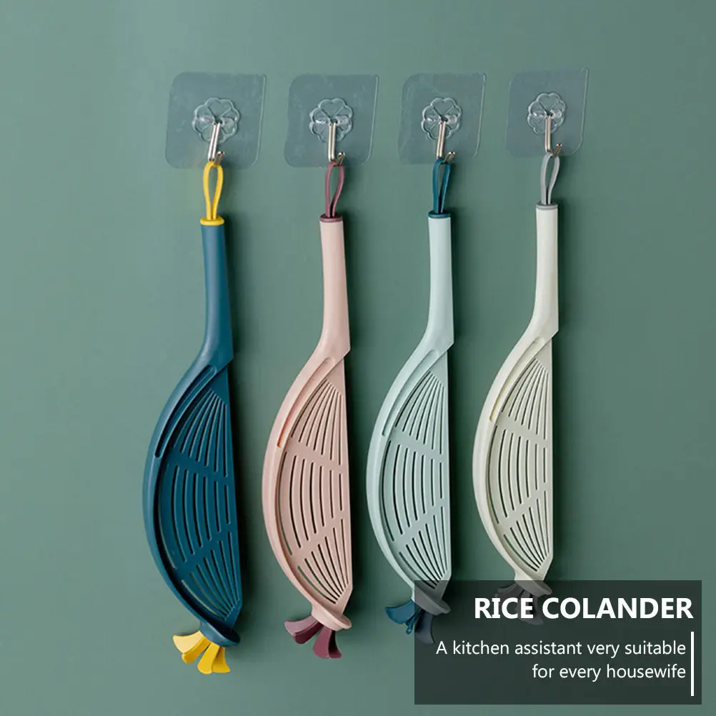 

2Pcs Rice Filter Baffle Plastic Colander Drain Sieve Wash Rice Strainer Lightweight Portable Kitchen Tool Filter Baffle