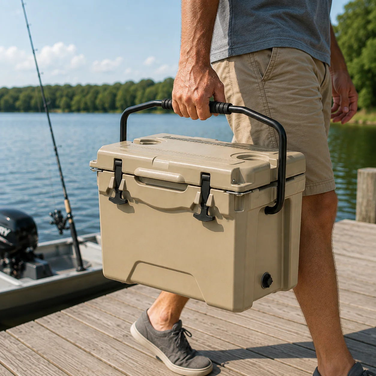 25L Heavy Duty Rotomolded Cooler Box With Handle Portable Insulated Ice Chest For Outdoor Camping Picnic