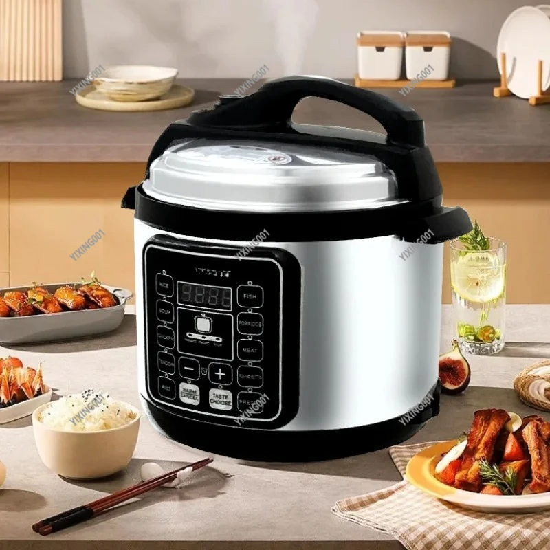 

6L Electric Pressure Cooker, Household Multifunctional Rice Cooker with Intelligent Booking & 3-step Timer