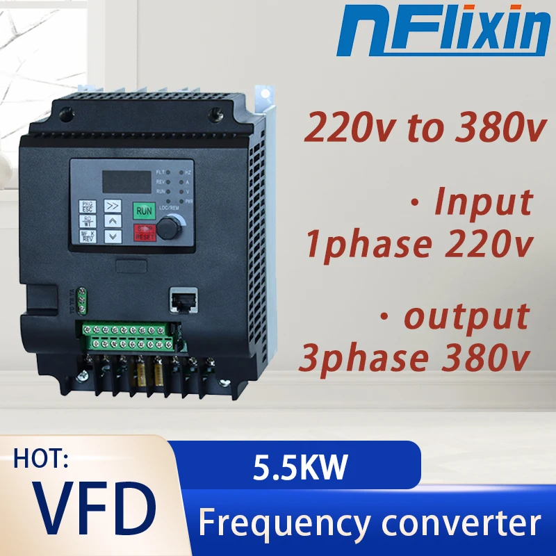 220V to 380V  Economical VFD Variable Frequency Drive Converter Inverter 5.5KW 7.5HP Motor Speed Controller