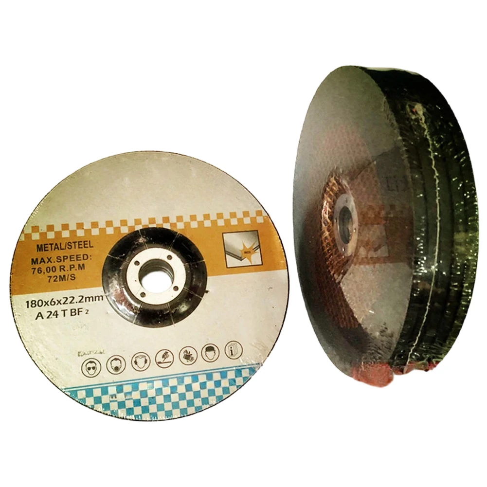 Pack of 5 Resin Grinding Wheels 180 x 6 x 22 mm for Efficient Metal Cutting and Stainless Steel Polishing with Angle Grinders