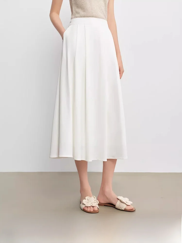 

Новая женская плиссированная юбка миди А-силуэта Ele White, повседневная, с высокой талией, для офиса и города