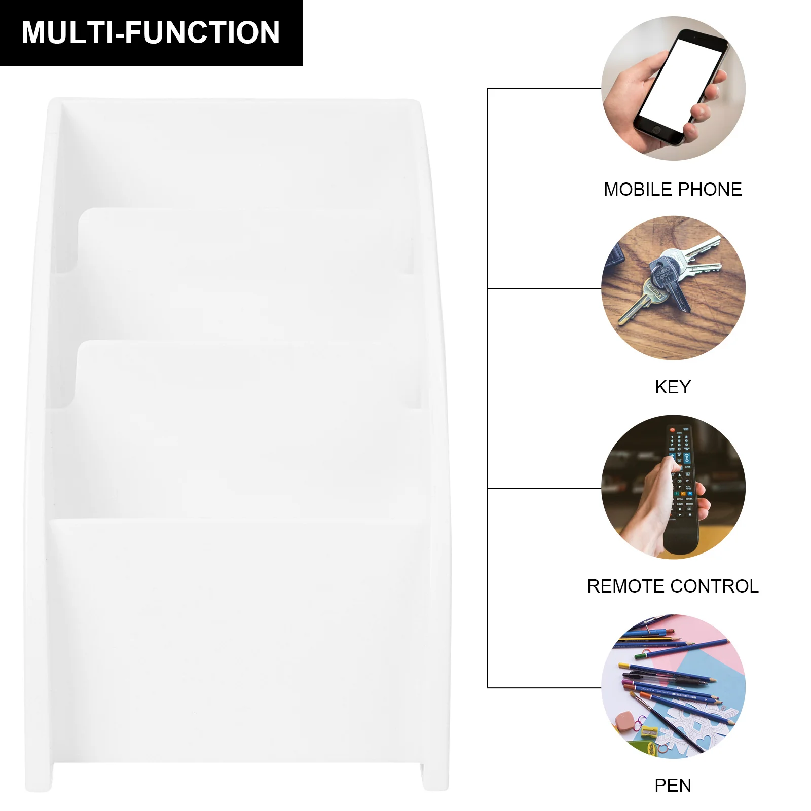 البلاستيك الأبيض منظم سطح المكتب حقيبة للتخزين لمكتب المنزل مكتب التحكم عن بعد الهاتف القرطاسية حامل سطح المكتب حقيبة للتخزين