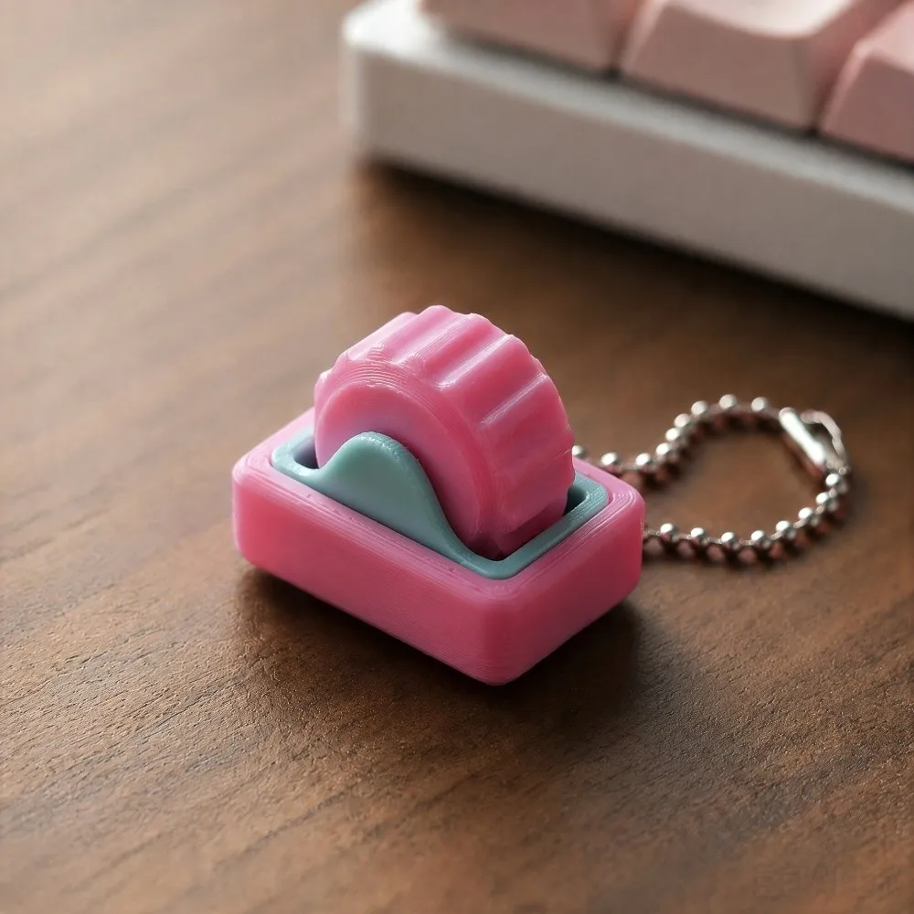 3D Printed Roller Stress-relief Button with Beaded Chain Gear Roller Slides Smoothly Backpack Pendant Portable Vegetables