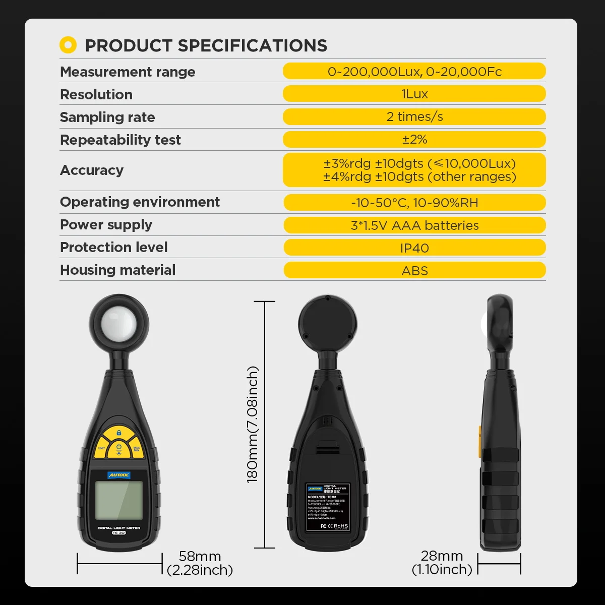 autool-diagnostic-tools-for-car-digital-light-te301-luxmeter-foot-candle-measuring-meter-instruments