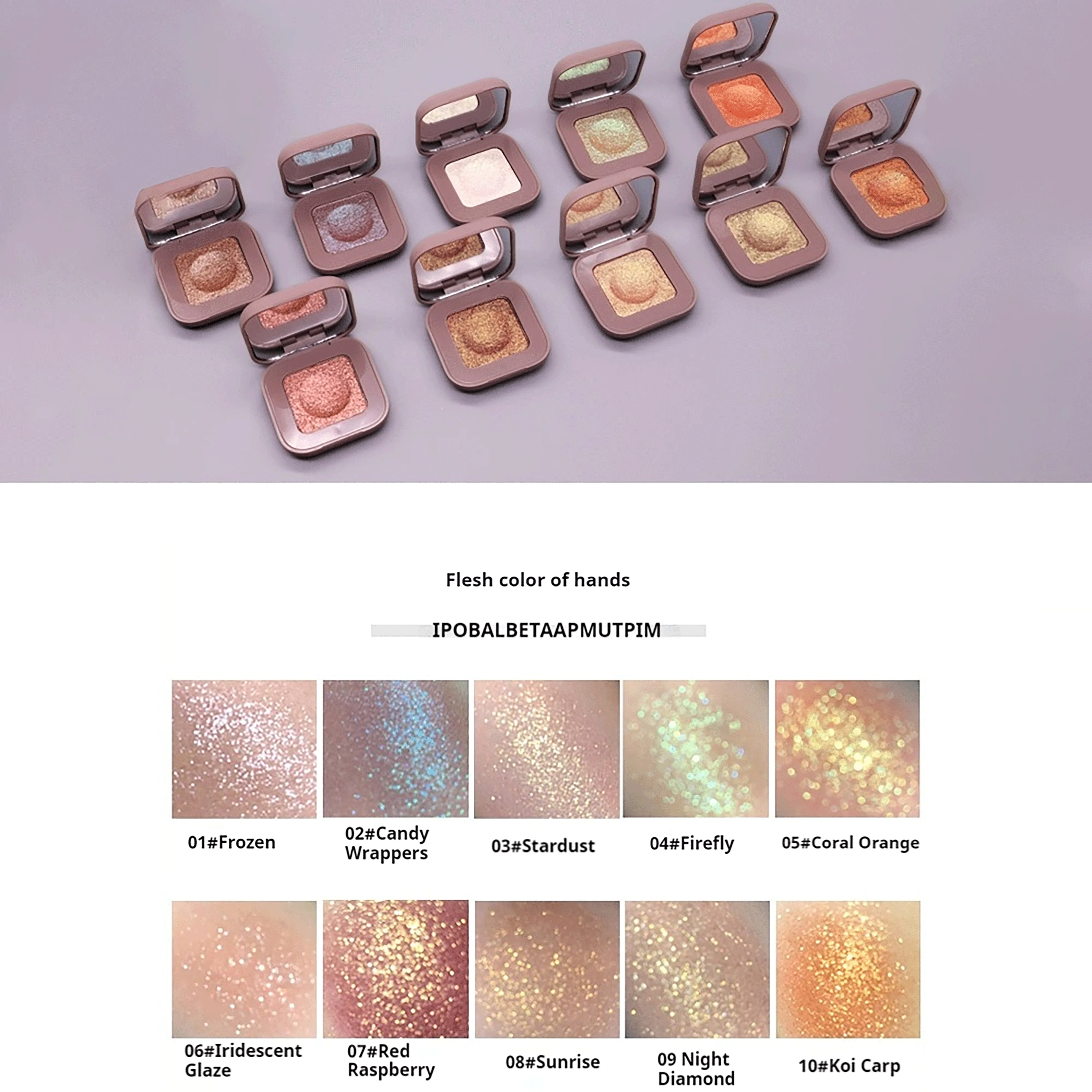 NOVO フラッシュ パール調 モノクローム アイシャドウ ハイライト用、普段使い、パーティー、ステージパフォーマンスに最適。