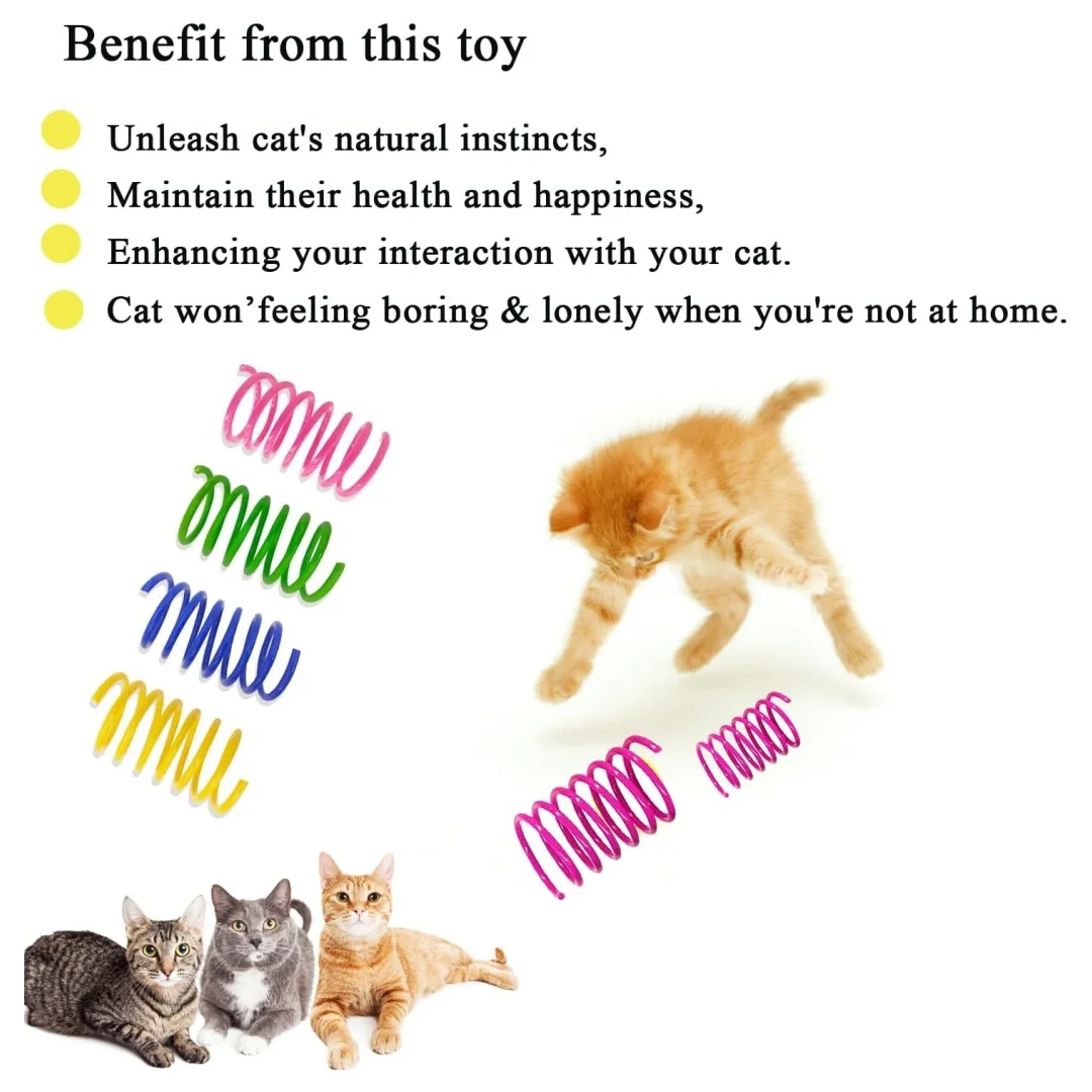 4-color plastic spring cat toy, 12 piece indoor cat coil spring set, used as an interactive toy for cats to relieve boredom