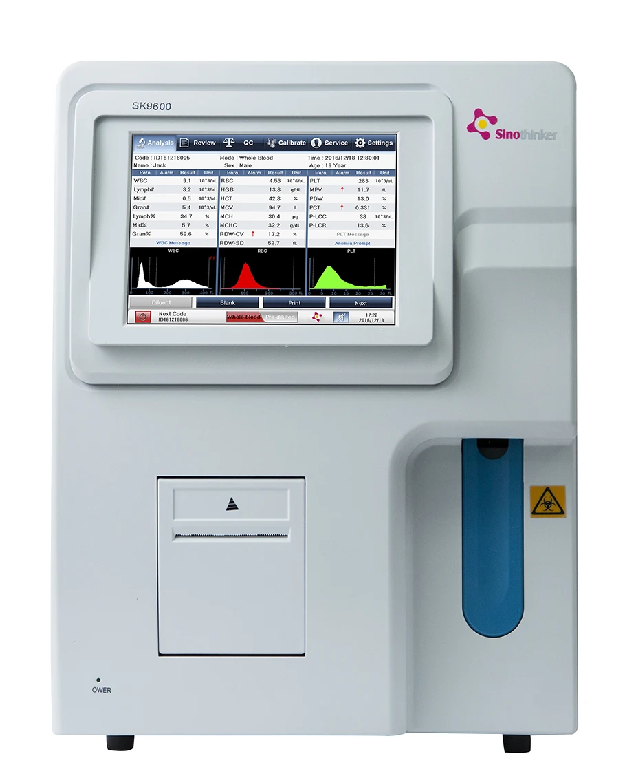 China manufacturer multilingual operating system bloo cell counter hematolog analyzer sk9600