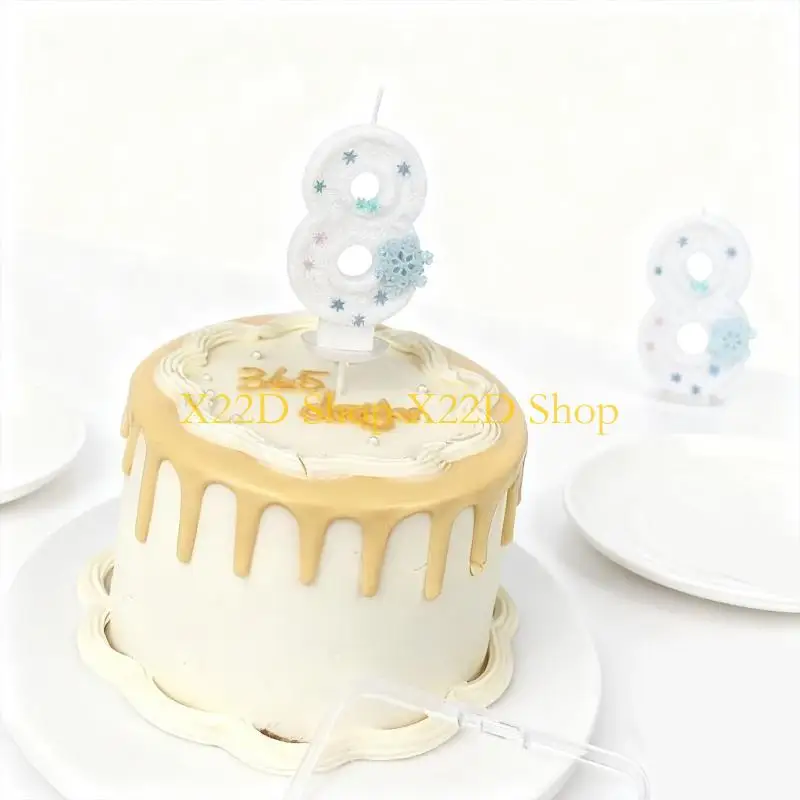 X22D Winter Snowflake Themed Wax Number For Birthdays Freeze Theme Decoration For Celebration And Parties Event Supplies