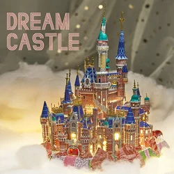 IRON STAR 3D Metal Puzzle Pink Dream Castle With Light DIY Assembly Model kits Toy For Adults Children Gift for Girlfriend