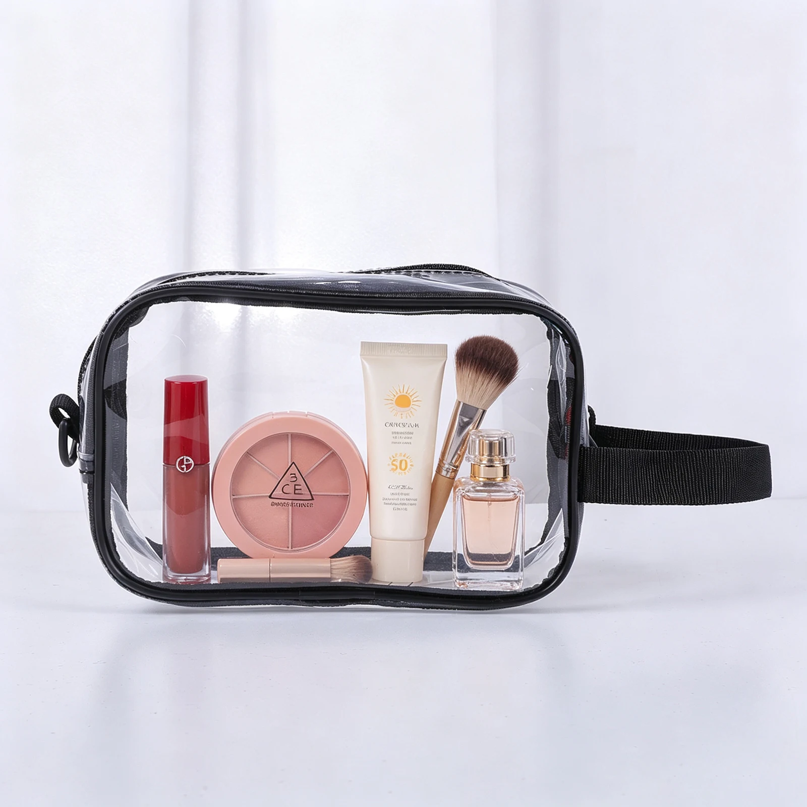 Transparent Clear Makeup Bag Waterproof PVC Cosmetic Case Portable Handheld Toiletry Bag Travel Wash Organizer For Cosmetics Bru