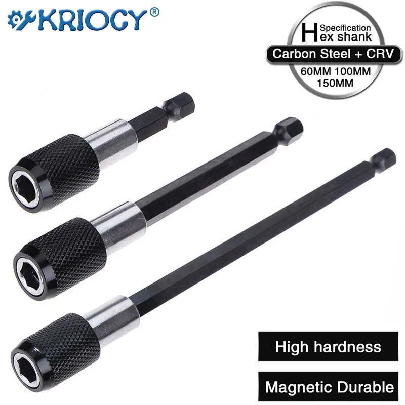 1/4 Inch Hex Shank Quick Release Screwdriver Magnetic Bit Holder with Adjustable Collar Extension Bar 60mm 100mm 150mm