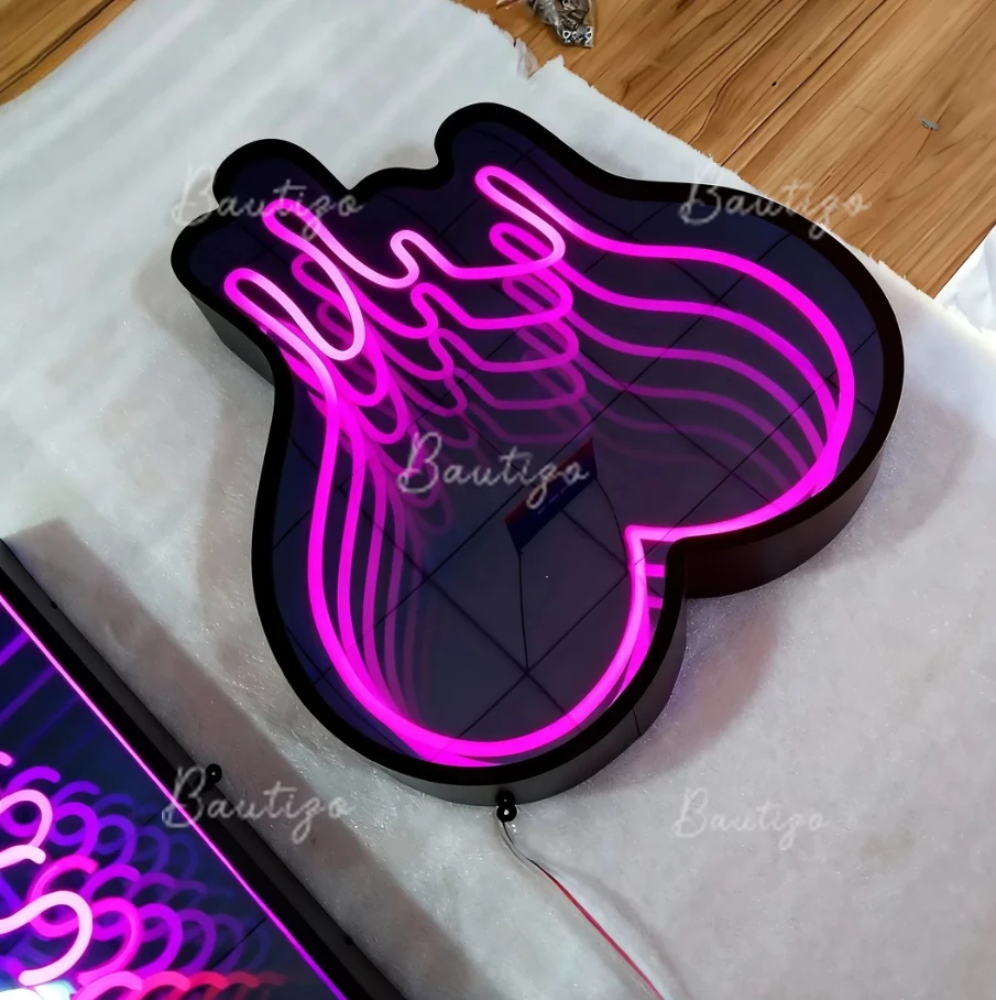 Personalized Illuminated Infinity Mirror Sign Glowing Custom Decor LED 3D Light for Good Times LED Sign Custom Advertising Sign