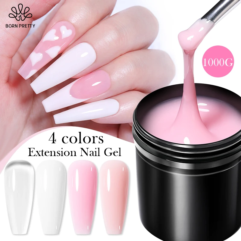 

BORN PRETTY 1kg Jelly Clear Extension Nail Gel Acrylic Gel Finger Extension Nude Pink Hard UV Gel Soak Off Nail Art Gel Varnish