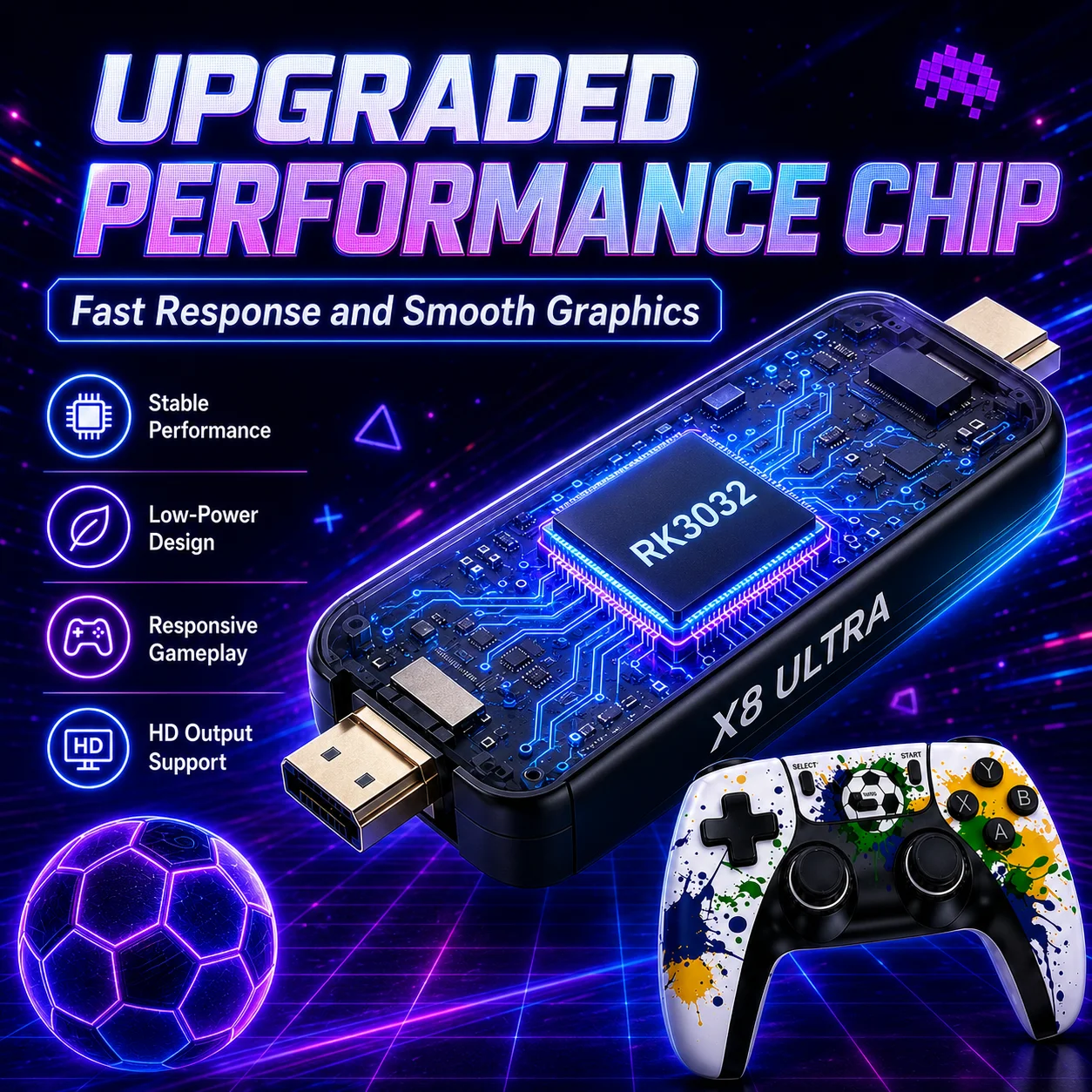 Latest Model Wireless X8 Game Stick Style for the CUP Handle Controller 4K TV of World Retro Video Game Console