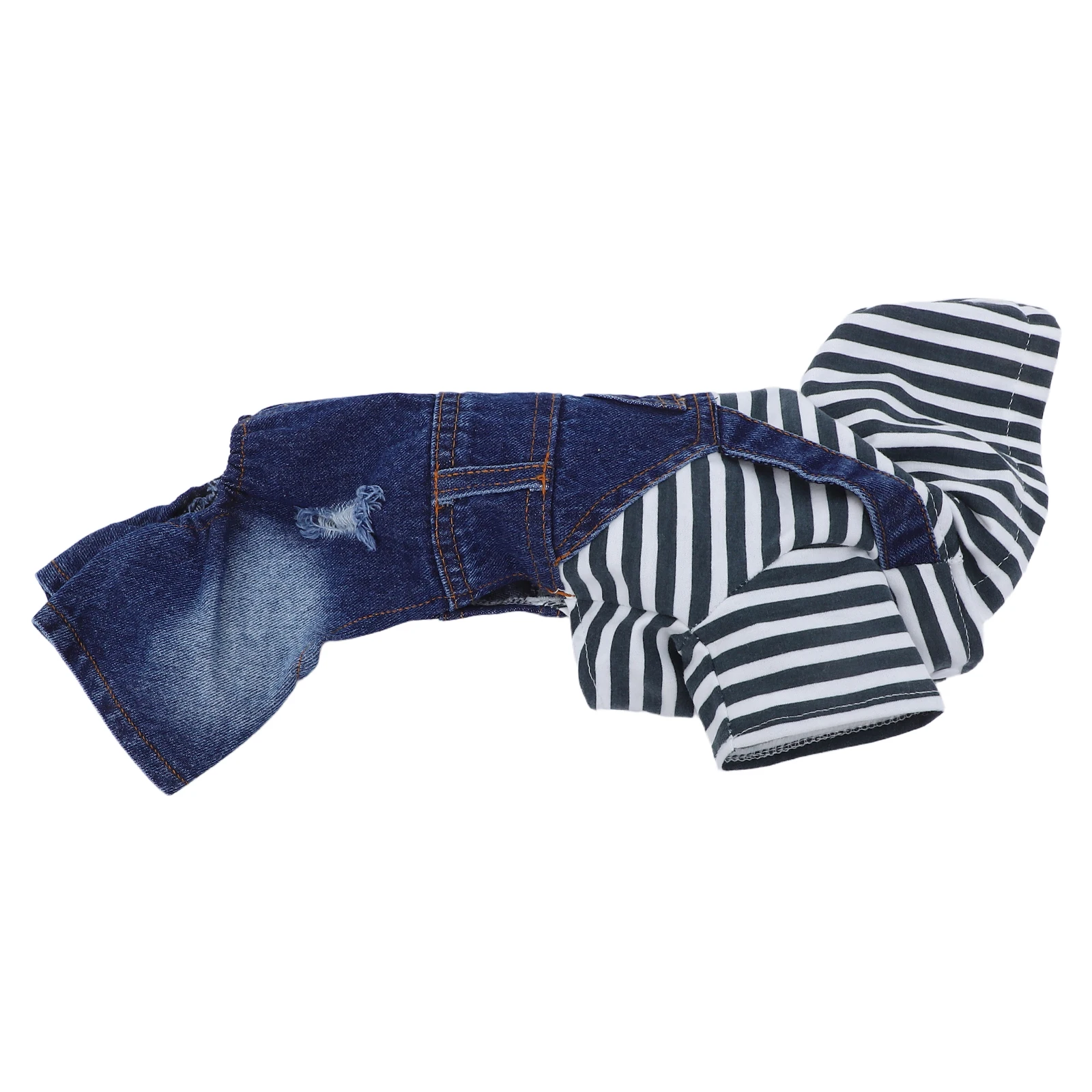 

Dog Jumpsuits Durable Jean Stripe Hood Suspenders Costume S Charming Warm Everyday Wear Pet Clothes Photos Pet Dog Clothes