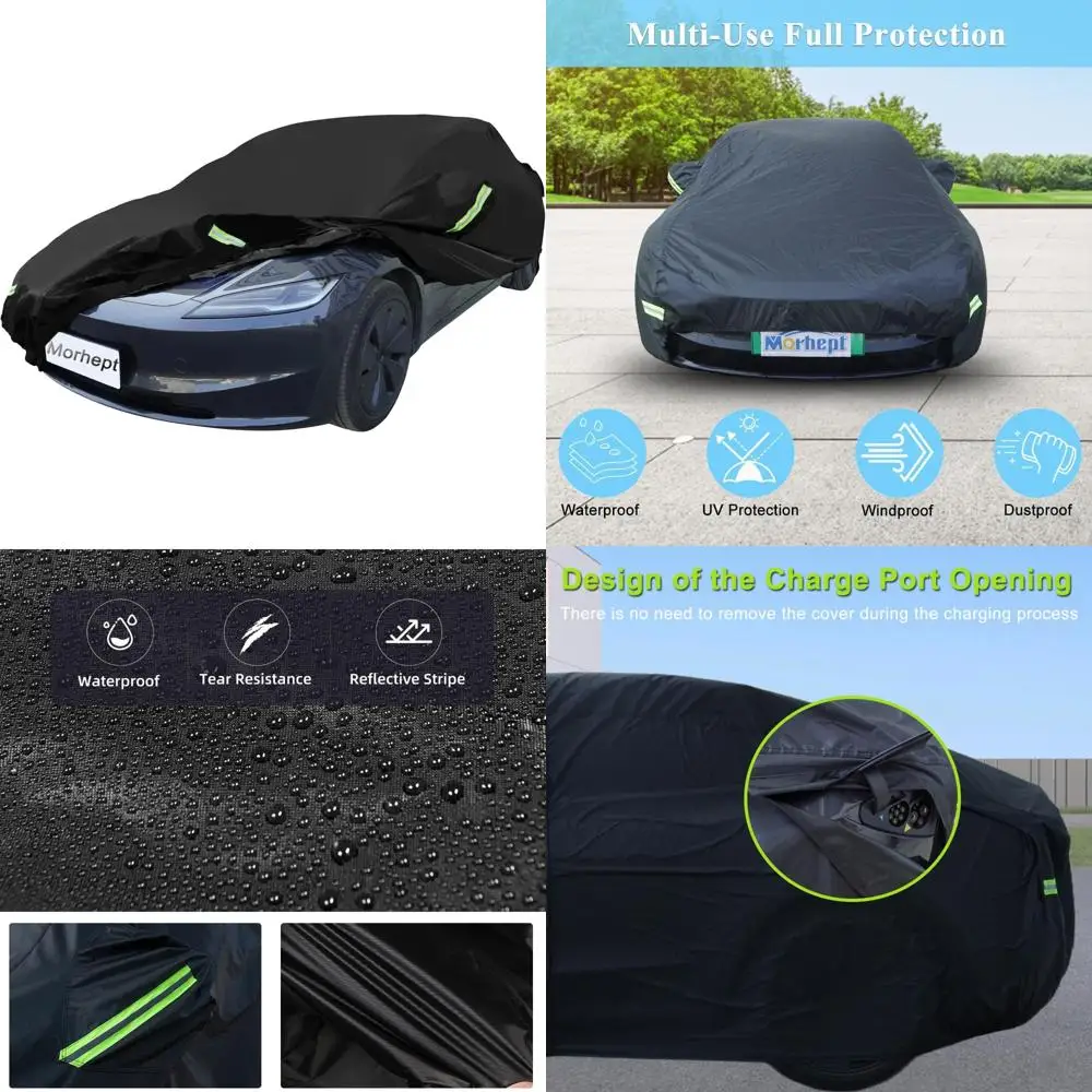 

Waterproof Custom Fit Car Cover for All Weather Protection, Full Exterior, Rain, Snow, UV, Door Zipper Enhanced