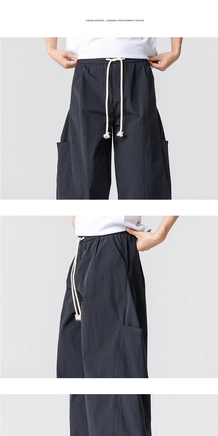 2026 Sommer Herren Jogginghose Haremshose Leichte Hose mit Elastischem Bund Gerade Geschnittene Lockere Jogging-Hose Einfarbige Freizeithose M-5XL – Detail 19