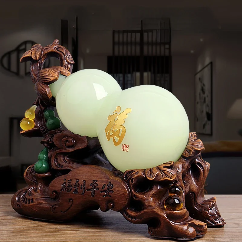 1 piece of wealth attracting glass jade gourd ornament living room home desktop feng shui ornament