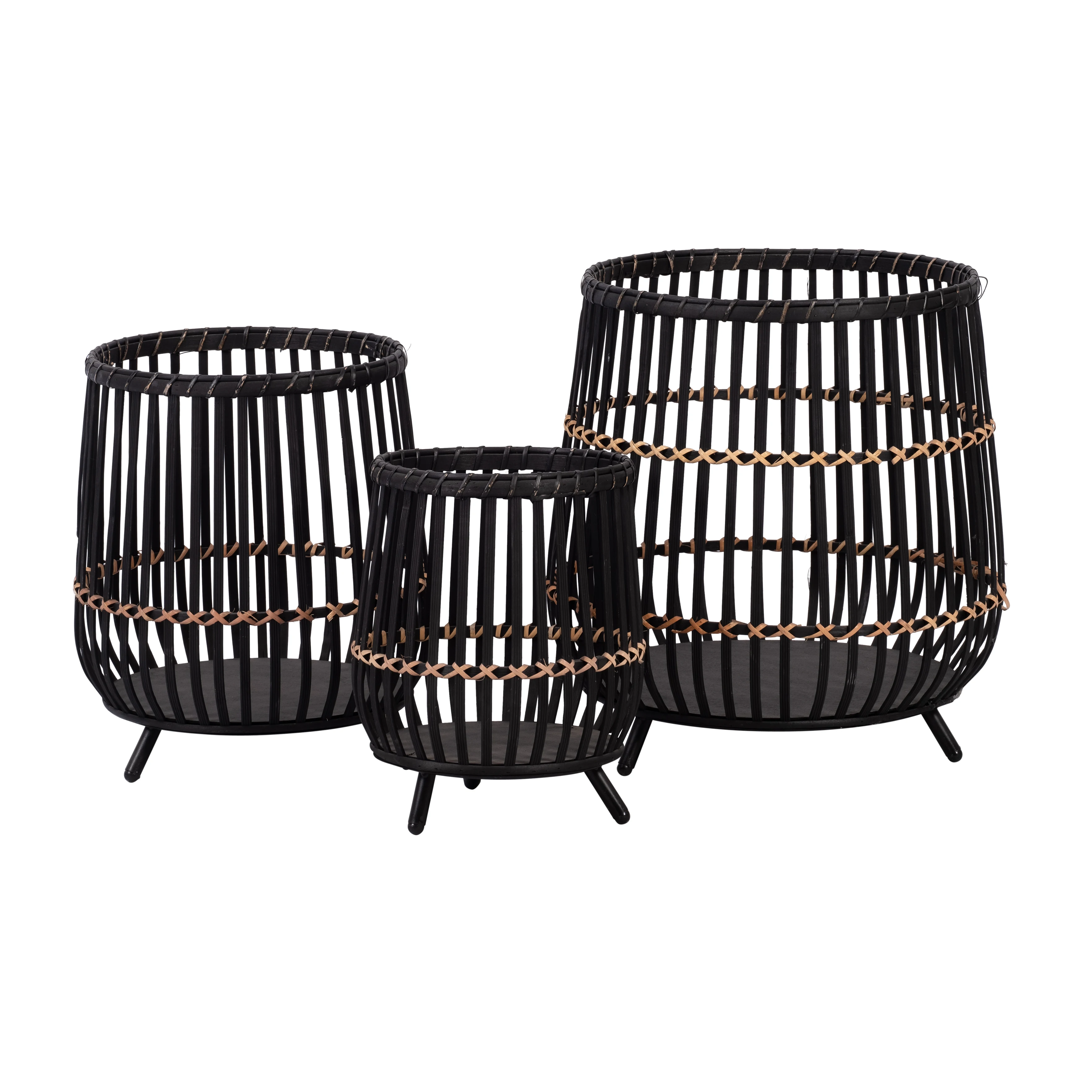 S/3 BAMBOO FOOTED PLANTERS 17/14/10
