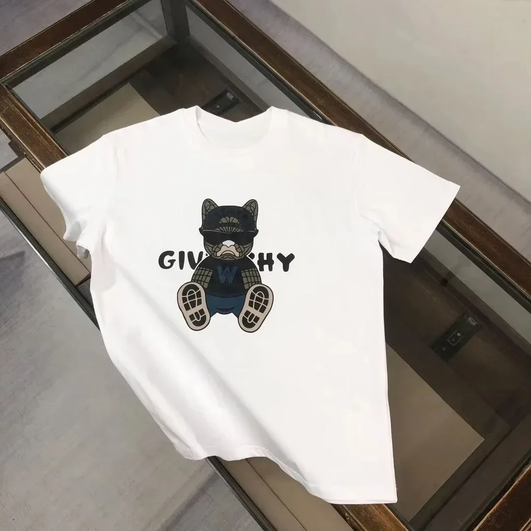 

2025 New American Trendy Brand Loose Casual Cotton T-shirt White Short Sleeved T-shirt for Men and Women Couple Top Summer