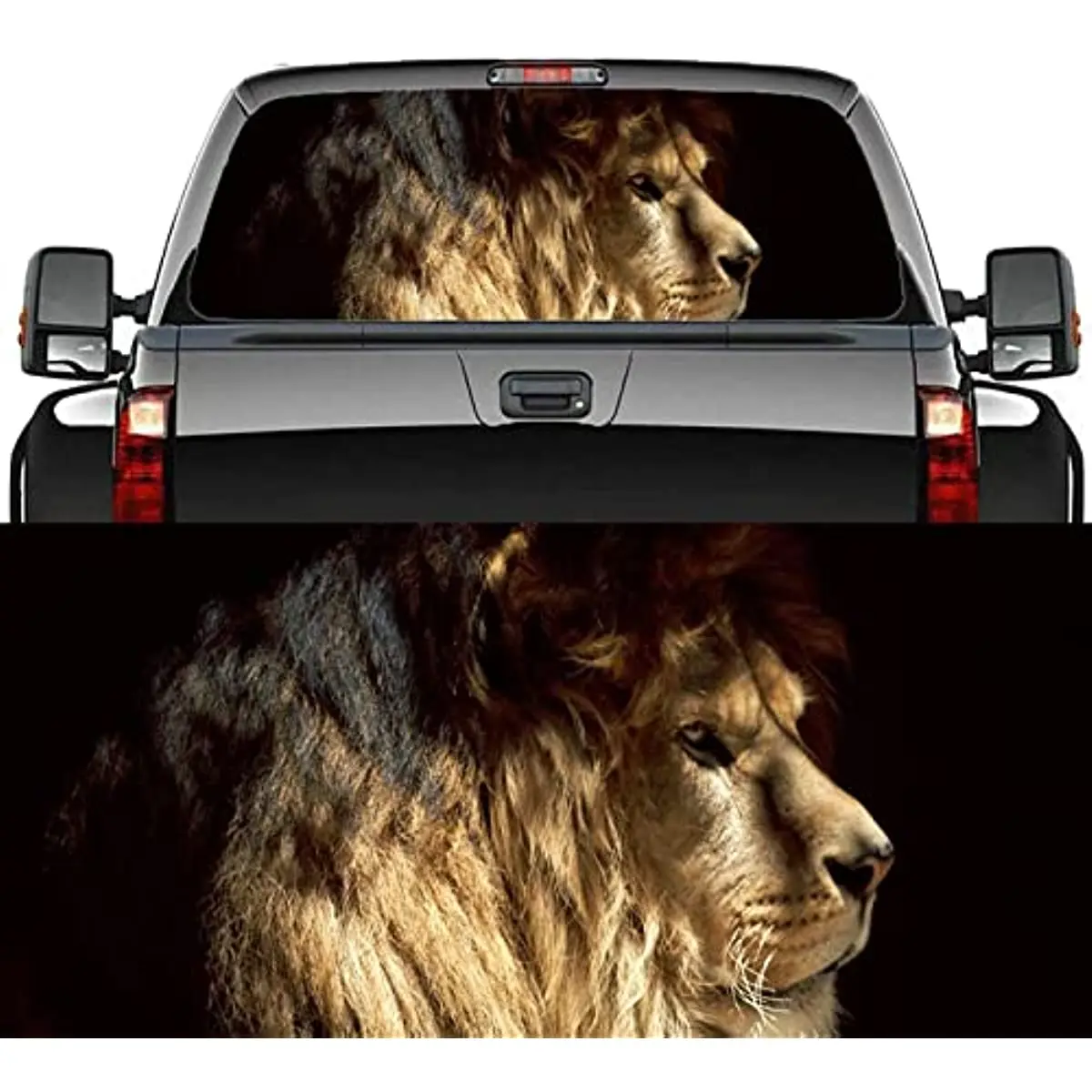 

Truck Rear Window Decal Sticker Lion Car Window Graphic Decal Flower Perforated Vinyl Window Back Decal for Truck SUV Van Pickup