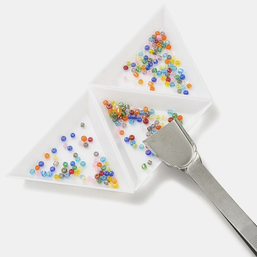 

1 Bead Sorting Tray Stainless Steel Tweezers Scoop Triangle Plates Rhinestone Jewelry Storage Box Beading Mats Craft Tools Home