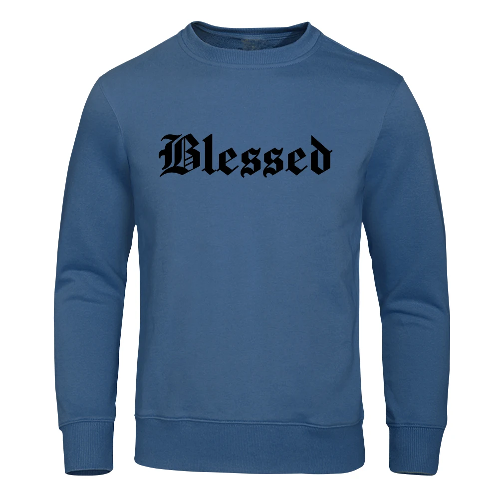 

Blessed Creativity Letter Printed Man Hoodie Korean Soft Fleece Hoody Simple Warm Sweatshirt Street Fit Autumn Pullover Tops