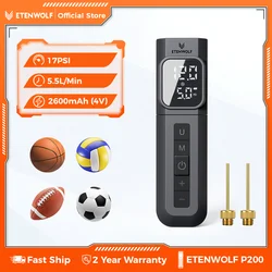 ETENWOLF P200 Electric Ball Pump Digital Pressure Gauge 2000mAh Sports Air Pump for BasketBall Volleyball with Ball Needles