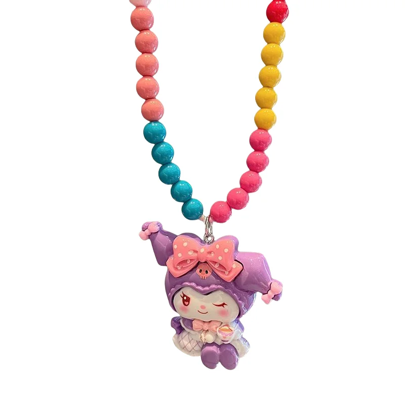 Crianças princesa dos desenhos animados frisado colar menina elsa koromi pingente bebê jóias brinquedo hobbies ação kawaii brinquedo figuras