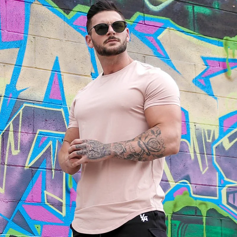 NEW Muscle Fitness T-shirt Men\'s Athleisure Workout short sleeve T-shirt round collar cotton Men T-shirt Gym Sports Shirt Tops