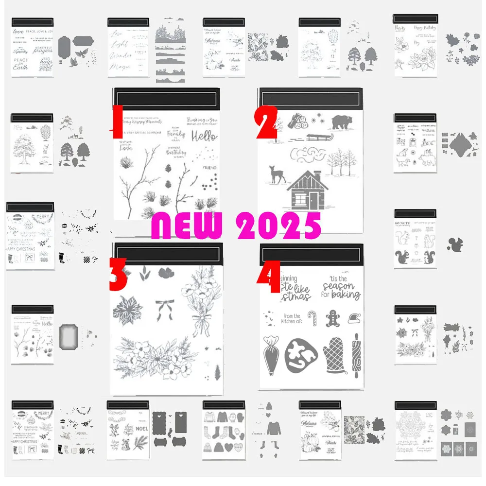 Nuevo Mini catalogo sellos y troqueles de Navidad 2025 decoración de diario sellos de plantilla de Navidad troqueles materiales para álbum de recortes manualidades DIY